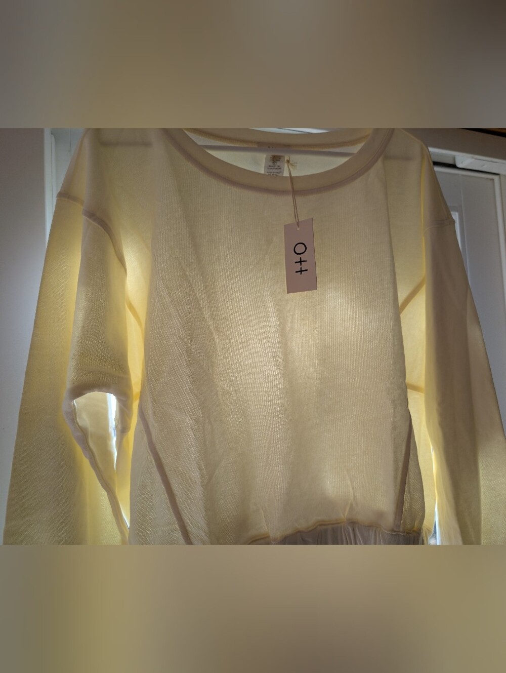 Cream Crewneck Sweatshirt with Elastic Hem